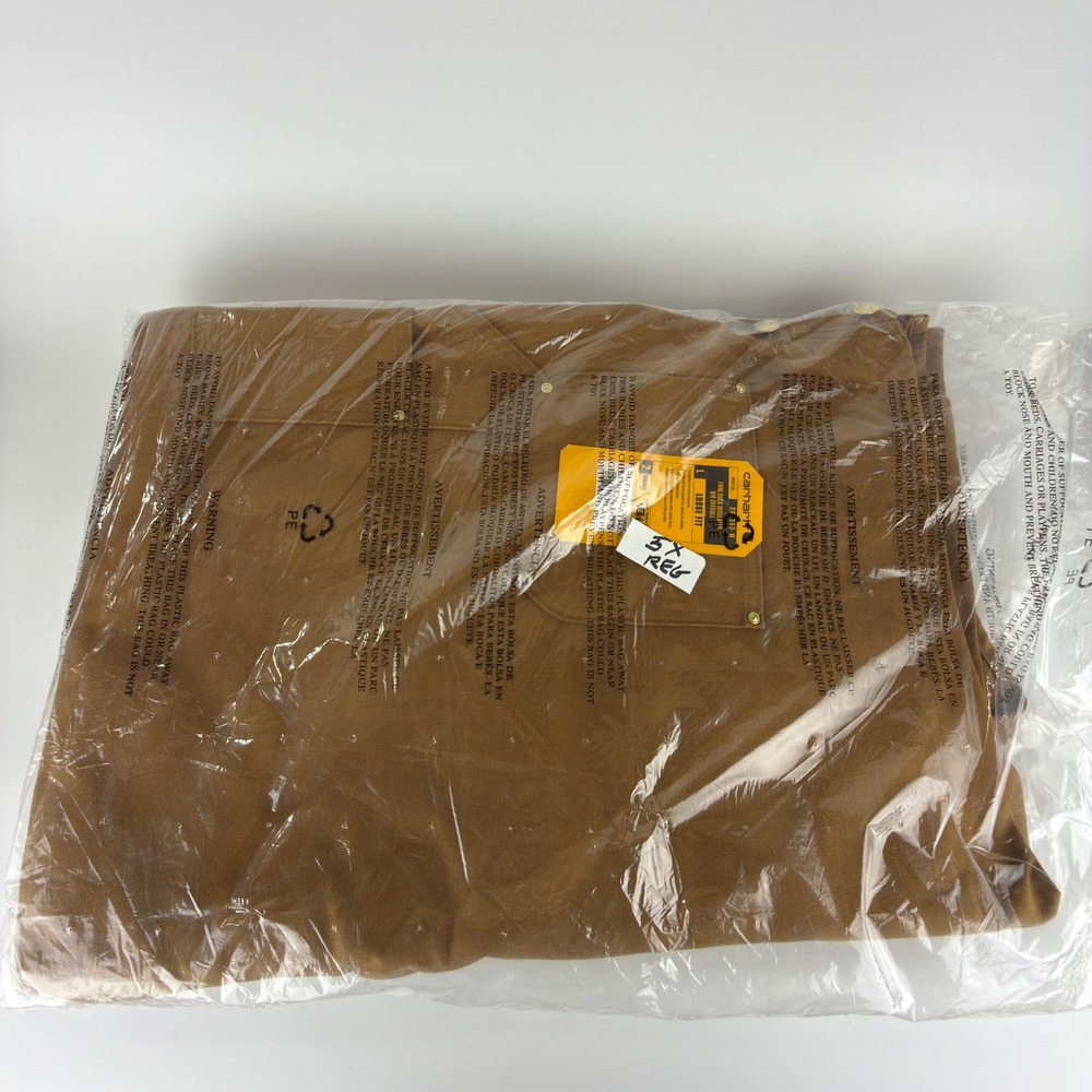 Carhartt Firm Duck Insulated Bibs Overalls Loose Fit Brown Mens 5XL OR4393-M NWT